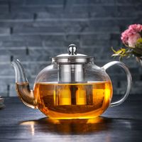 Théière en verre borosilicate transparent de 600 ml avec infuseur et couvercle en acier inoxydable pour thé en vrac, thé fleuri et infusion à froid – Vente en gros