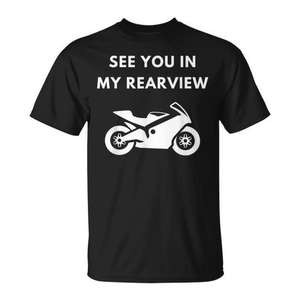 See You In My Rearview Motorcycle T-Shirt Noir Homme Grande Taille - Product Image 1
