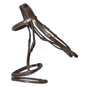 Brida de caballo doble de lujo de cuero genuino con banda anatómica acolchada suave y bandas para la nariz perfectas para jinetes ecuestres - Product Image 5