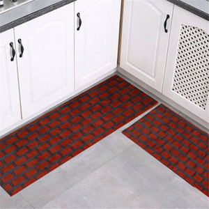 China Factory Custom Soft Microfiber Brick Pattern Water Absorb 2 Pcs Anti Slip <strong>Kitchen</strong> <strong>Floor</strong> Mat Set Rug <strong>Runner</strong> - Product Image 5