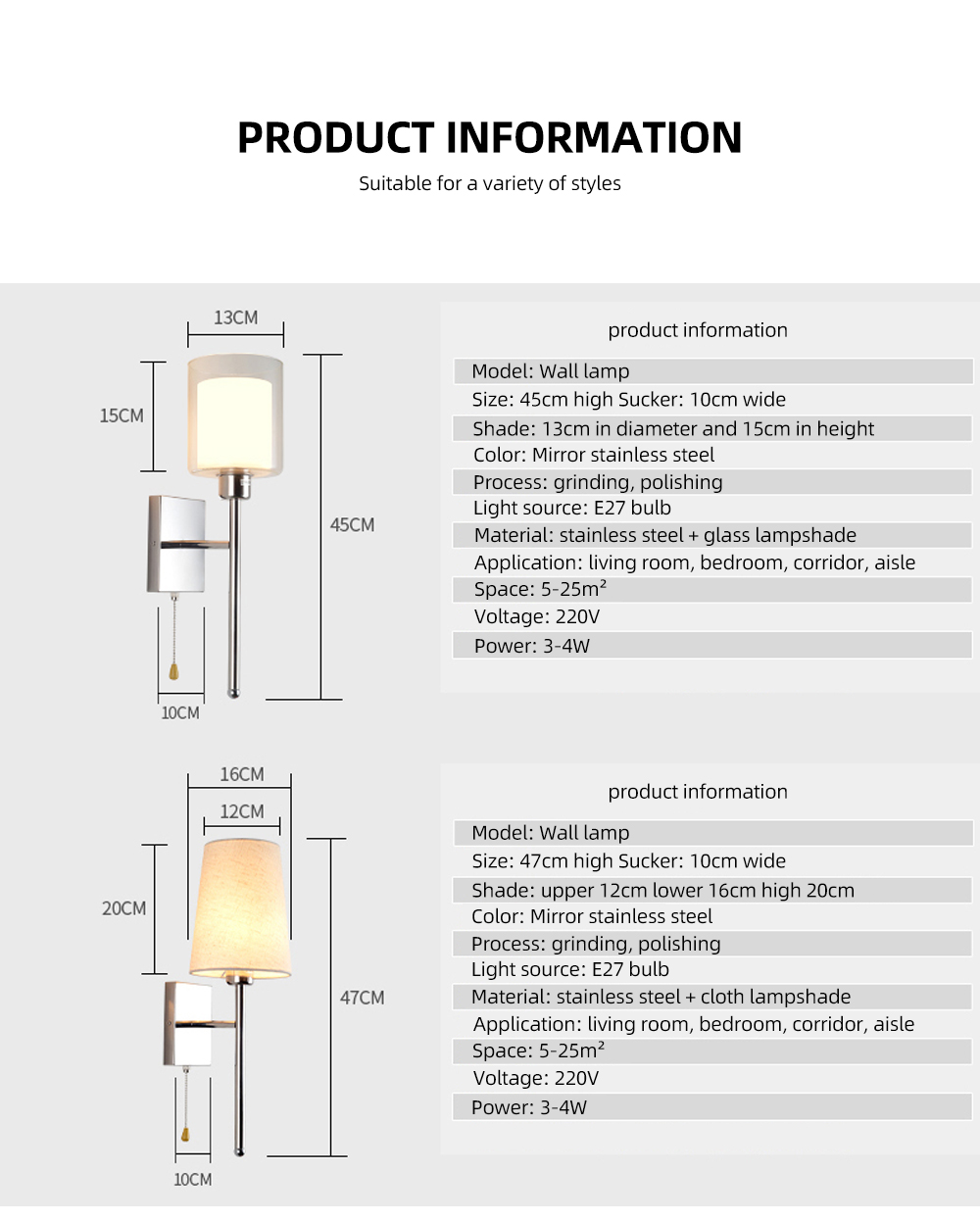 Modern wall light E27 Indoor Home bedroom nordic bedside gold sconce lighting fixture Hotel led Fabric Wall lamps