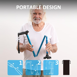 Canne de marche confortable avec poignées en T, portable, pliable, légère, canne pliante pour hommes et femmes - Product Image 4