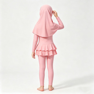 Kids Muslim Burkini Swimsuit 3PCS Full Coverage <b>Modest</b> Swimwear <b>Set</b> With Hijab Quick Dry Girls Beachwear - Product Image 4