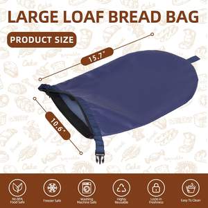 Fresh Waterproof <b>Freezer</b> Safe Portable Zippered Reusable Bread <b>Bag</b> to Keep Fresh with Silicone Liner - Product Image 4