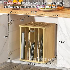 Solid Wood Kitchen Six Tier <b>Storage</b> Rack For <b>Baking</b> <b>Trays</b> And Cutting Boards Multifunctional Standing Organizer - Product Image 3