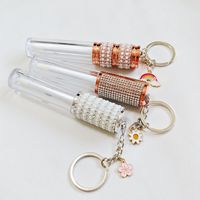 Stock 6ml tête de porte-clés ronde transparente tube de brillant à lèvres rose tube d'huile à lèvres tube de baume à lèvres liquide blush emballage cosmétique
