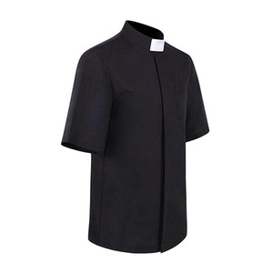 Chemise noire à manches courtes pour prêtre HP, col montant, style romain, pour homme, idéale pour Halloween - Product Image 3