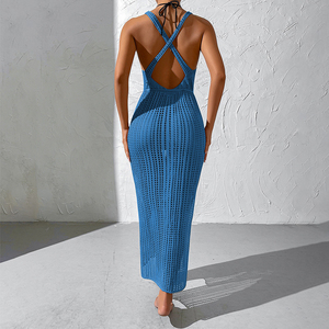 Robe de plage en crochet multicolore personnalisée pour femme, style cache-cœur croisé, effet ventre plat - Product Image 4
