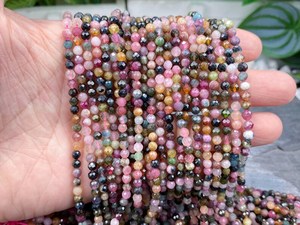 Cuentas de Turmalina Natural de Colores, Facetadas y Redondas, de 2mm, 3mm y 4mm, Cuentas Sueltas para la Fabricación de Joyas, Pulseras, Venta al Por Mayor - Product Image 4