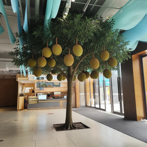 Árbol de <span class=keywords><strong>Durian</strong></span> Artificial con Frutos Púrpuras Realistas, Tronco de Fibra de Vidrio, Decoración Tropical para Interiores, Cafés y Supermercados - Product Image 5
