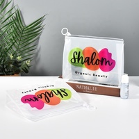 Accepter Logo Personnalisé Givré Transparent Sacs à Cosmétiques en Vinyle PVC Scellé Pochette de Maquillage pour les Articles de Toilette de Voyage avec Fermeture Éclair
