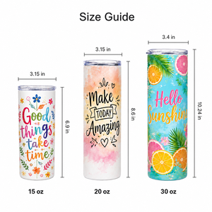 Mug isotherme en acier inoxydable avec couvercle, style été, logo personnalisé, 12oz 13oz 15oz 20oz 30oz, tasse à café de voyage par sublimation - Product Image 1