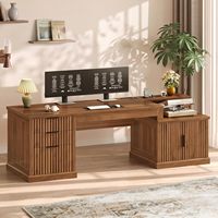 Bureau d'ordinateur exécutif avec tiroirs et rangements, prise de courant intégrée, table de bureau à domicile, poste de travail pour l'étude ou le travail