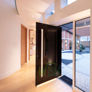 Grande <span class=keywords><strong>porte</strong></span> pivotante en verre en bois massif pour l'entrée d'une maison moderne <span class=keywords><strong>Porte</strong></span> d'entrée de sécurité pivotante en bois pour villa - Product Image 5