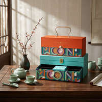 Boîte cadeau magnétique de luxe en matériaux recyclés à double couche avec logo personnalisé, emballage brillant pour sushis et gâteaux de lune, gaufrage doré