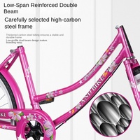 Vélo tout-terrain 26 pouces avec cadre en acier haute teneur en carbone, pneus antidérapants, système de freinage double, selle confortable, panier, 6 vitesses, pédales à plateforme