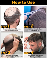 Système de remplacement capillaire pour hommes de haute qualité, base en PU intégrale, boucle en V, 100% cheveux vierges indiens, peau fine invisible, stock local aux États-Unis