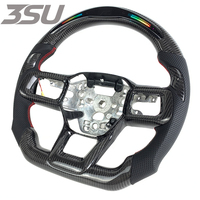 Volant de direction automobile personnalisé en cuir et fibre de carbone pour Ford Mustang GT 350 500, intérieur sport, 2024 à 2026