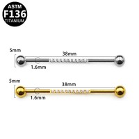 Boucles d'oreilles classiques en titane ASTM-F136 G23 pour piercing industriel, bijoux fantaisie en titane, vente en gros, avec zircon pour mariage