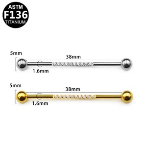 Pendientes de Titanio ASTM-F136 G23 Getta, Joyería de Moda al por Mayor, Barra Industrial de Titanio para Perforación de <span class=keywords><strong>Oreja</strong></span>, Pendientes Clásicos de Circonita para Boda - Product Image 4