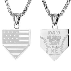 Ban Đầu A-Z Thép Không Gỉ Thư Lá Chắn Mặ<span class=keywords><strong>t</strong></span> Dây Chuyền Đầy Cảm hứng Bóng Chày Nhà <span class=keywords><strong>T</strong></span>ấm Vòng Cổ Cho Đồ Trang Sức Thời Trang Set - Product Image 2