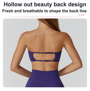 ストラップレスブラ女性用ノンスリップバンドー二層バックレススポーツブラチューブトップパッド入りヨガワークアウトノースリーブクロップタンクトップス - Product Image 3