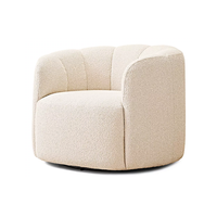Moderner Wohnzimmer-Sessel mit Tonnenförmiger Rückenlehne, Anpassbarer Stoffbezug, Einzelsofa mit Plüschkissen, Villa-Holzmöbel für Innenräume