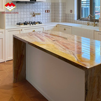 Comptoirs en Quartzite Arc-en-ciel Moderne de Luxe, Effet Bookmatch, Rétroéclairés, pour Décoration Murale, Îlot de Cuisine, Salle de Bain, Extérieur et Salle à Manger