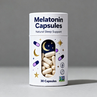 Tube d'emballage personnalisé pour capsules de mélatonine de qualité alimentaire |   Boîte cylindrique en carton blanc recyclé certifié, écologique et durable