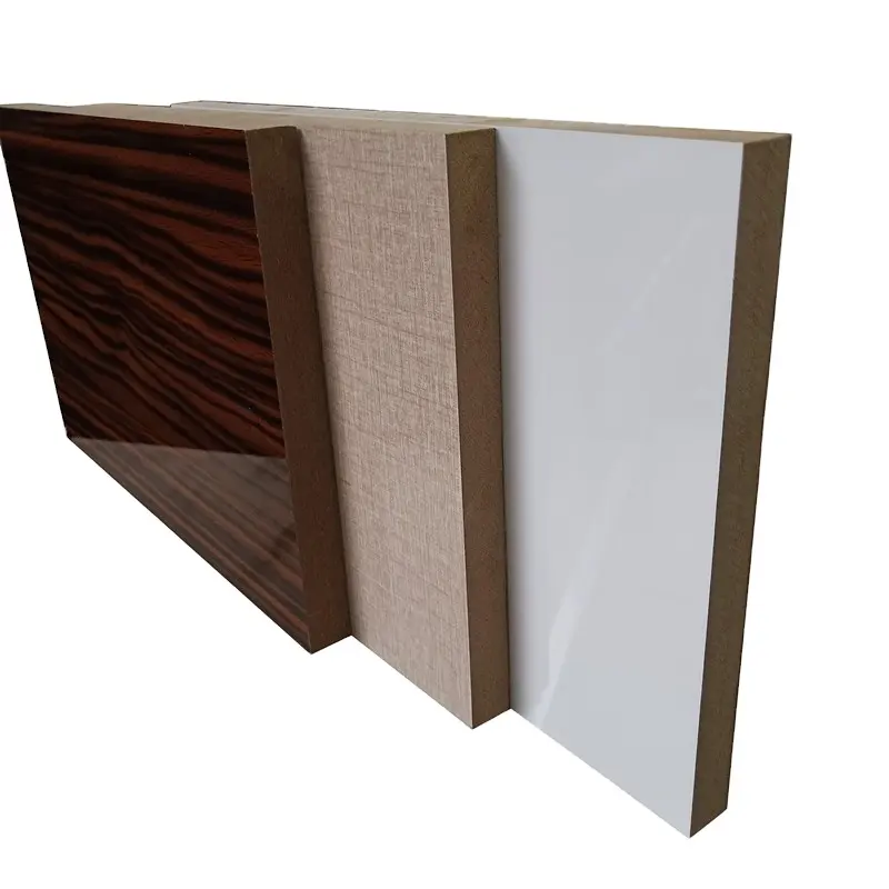 Vente chaude haute brillance UV 18mm couleur unie et grain de bois stratifié mélamine MDF panneau de contreplaqué