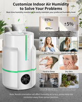 Humidificateur compact avec télécommande, capacité de 6 L et humidification de 350 ml/h
