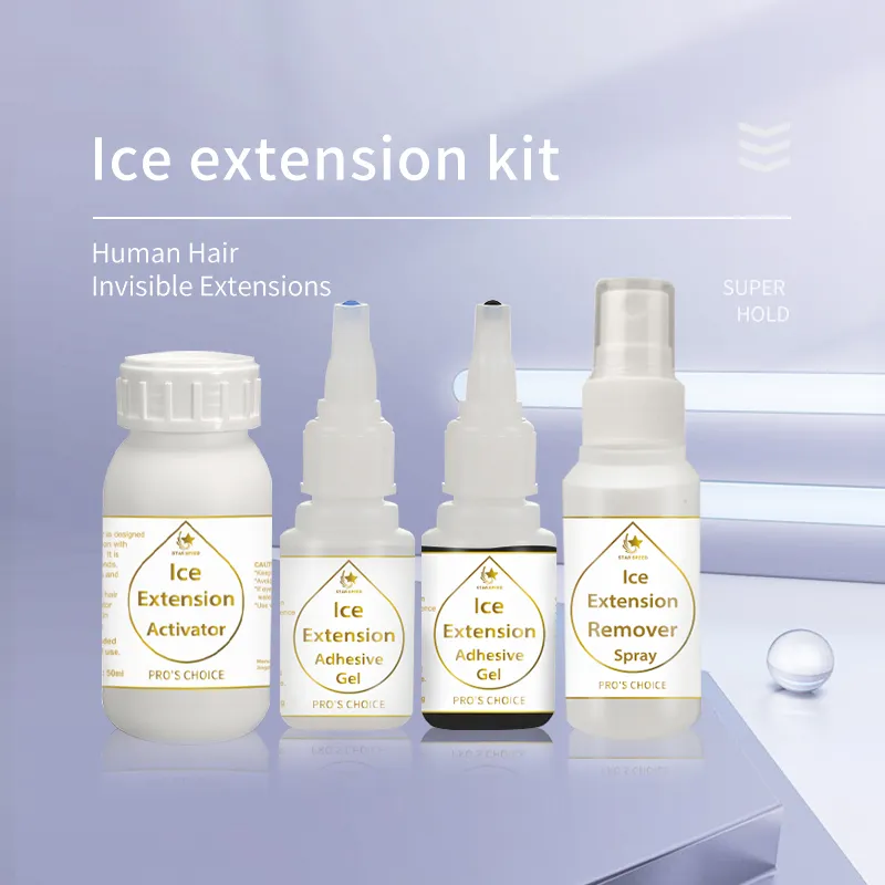 Ice Hair extension tools gel remover activator private label OEM factory Ice hair extension gel adesivo cold build hair ex