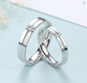 2-teiliges Set Partnerringe „Love Never Fails“ mit Zirkonia, farbecht, für Damen und Herren, Verlobungsringe, Jubiläumsgeschenke, Versprechensschmuck - Product Image 5