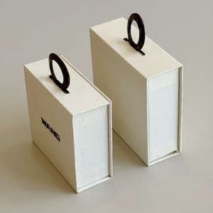 Ins style minimalist accessory storage packaging box with wooden <b>ring</b> hand-held made of paper universal flip-top jewelry box - Product Image 5