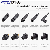 Conector Circular Impermeable IP67, Macho/Hembra, Enlazable/Overmoldado, para Aviación, 2, 3, 4, 5, 6, 8 Pines