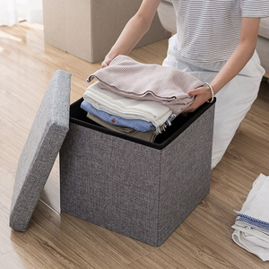 Custom Logo Living Room Furniture Fabric Linen Leather Collapsible Toy Footrest Foldable <strong>Storage</strong> Box Stools Ottoman <strong>Bench</strong> - Product Image 4