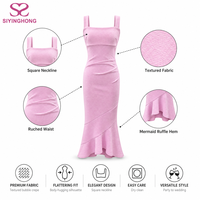 Fabrication de vêtements sur mesure, robe sirène rose à col carré, sans manches, pour invitées de mariage, soirée, vente en gros, OEM, ODM, usine