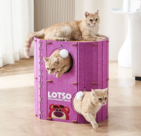 Lit pour chat XL durable, amovible et lavable, motif animalier, en peluche multicouche, nid douillet pour l'hiver, en feutre, type tente