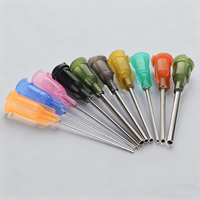 Aiguilles de seringue vertes 18G 1 pouce 25 mm à base filetée en plastique et acier inoxydable, pointes adhésives émoussées pour injection et découpe