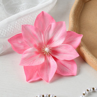 Tête de fleur artificielle en tissu de soie, Clematis, pour épingles à cheveux, coiffes, décoration de mariage et d'intérieur, accessoire cadeau, fleurs décoratives DIY