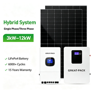 Systèmes d'énergie solaire photovoltaïque hors réseau 10KW, kit hybride complet avec stockage de batteries et - Product Image 1