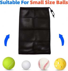 Bolsa de malla negra ecológica y transpirable con cordón para natación, camping, lavandería y pelotas - Product Image 3