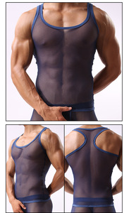 Ropa Interior Masculina Ultra Suave, Delgada, Sexy, <span class=keywords><strong>de</strong></span> Malla, Color Sólido, con Bolsa en U, para Uso Diario, Cómodos Calzoncillos Boxer, Venta al Por Mayor - Product Image 6