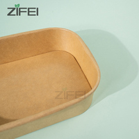 Bol en papier rectangulaire jetable Zifei avec couvercle, boîte à emporter