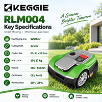 Tondeuse robot KEGGIE CE RoHS avec caméra, 1200m², 4.0Ah, largeur de coupe 22cm, hauteur de coupe 25-60mm, 8 niveaux de réglage, cartographie WiFi, IPX5, 60dB