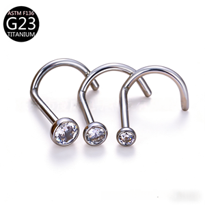 แหวนจมูก Freya แบบ unisex รูปทรงตัว S ทำจากไทเทเนียม ประดับเพชรซิร์คอน สำหรับเจาะจมูก ขายส่ง ชุบทอง เหมาะสำหรับงานแต่งงาน โรแมนติก - Product Image 2