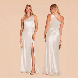 Yüksek bölünmüş saten balo elbise Backless sapanlar zarif yüksek bölünmüş düğün nedime elbisesi - Product Image 5