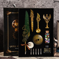 Ensemble de stylos plumes mécaniques steampunk avec engrenages et plumes, kit de calligraphie rétro de luxe, coffret cadeau pour journalisation et cadeaux d'affaires