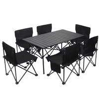 Ensemble de table et de chaises pliantes en métal pour le camping - Meubles de loisirs portables pour pique-nique en plein air