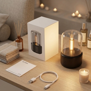 Diffusore <span class=keywords><strong>di</strong></span> Oli Essenziali con Luce Notturna LED Intelligente e Umidificatore 2-in-1, Lampada Aromatica con Luce Calda Soffusa per Hotel e Camera da Letto - Product Image 2